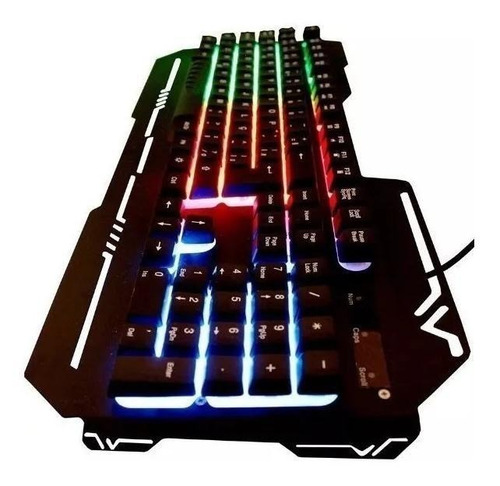 Imagen 3 de 4 de Teclado gamer Weibo WB-539 QWERTY español España color negro con luz 3 colores