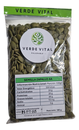 Semilla De Zapallo Aa Pemium 100g - Verde Vital