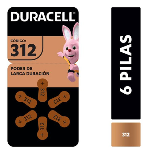 Pilas Para Audífonos Duracell Tamaño 312 X6