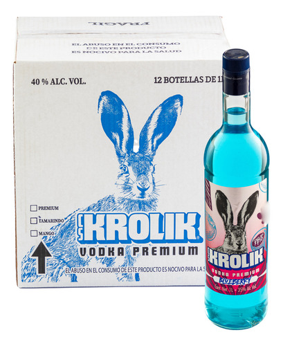 Caja Vodka Cs Krolik Premium Sabor Blueberry 1000 Ml