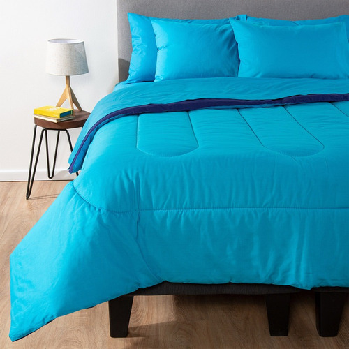 Plumón Bicolor Azul Celeste 1.5 Plazas - Combo 12