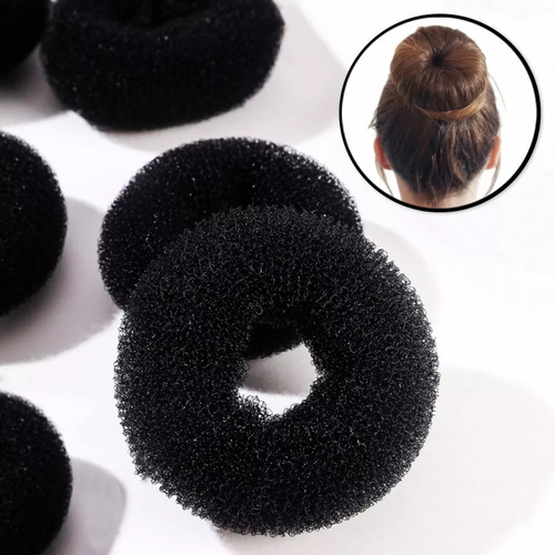 Donas Para Cabello Peinado Chongo Mágico Espuma Negras 3pzs Negro Lisa