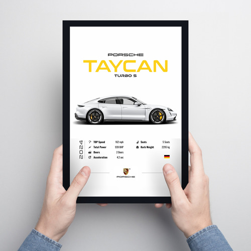 Cuadro 20x30 Minimalista Auto Porsche Taycan Turbo S