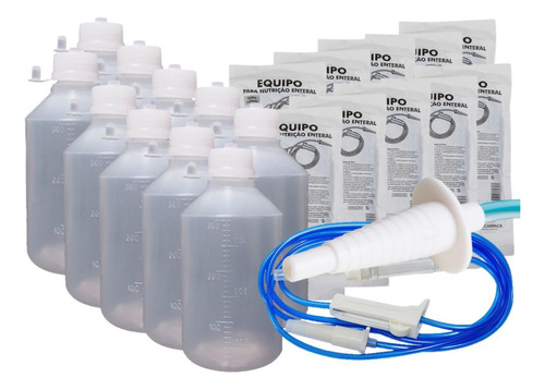 Kit Nutrição Enteral 300ml 50 Frascos + 50 Equipos