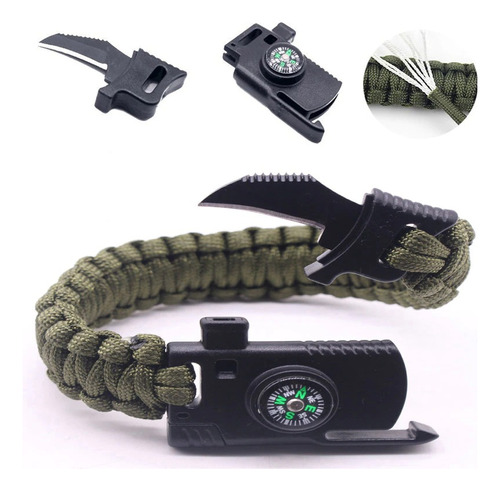 Pulsera Outdoor Silbato-pedernal-brújula-cuchillo Color Od