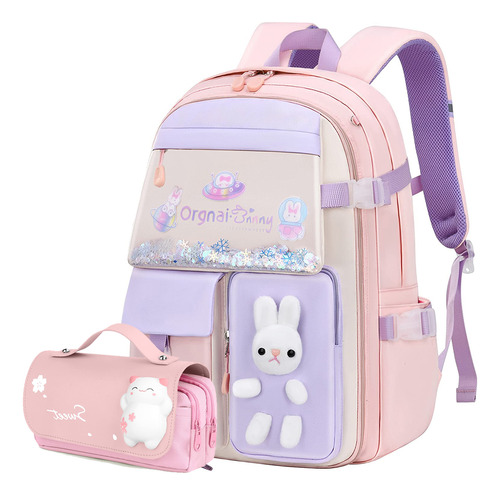 Mochila Kawai Para Niños Con Forma De Conejito Con Bolsa Par