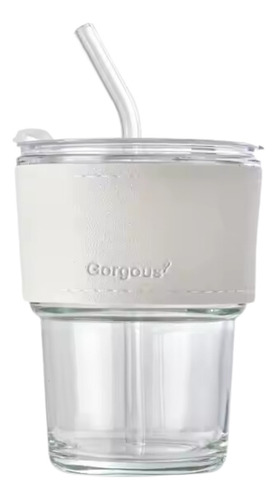5 Tazas De Café De Vidrio Con Tapa Popote Cuero Frio Calient Color A
