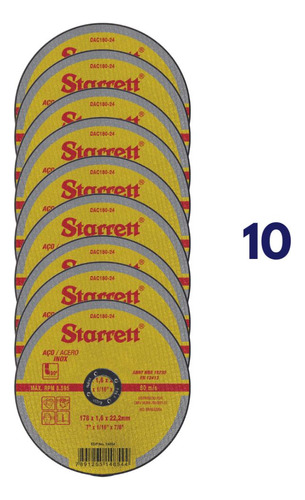 Disco Corte Starrett Aço Inox/carbono 10 Unidades Dac180-24