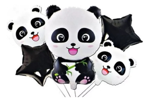 Bouquet Set De Globos Metalizados X5 Panda Baby Shower