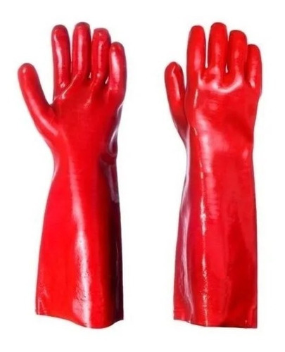 Guantes De Trabajo Pvc Rojo 40cm Industrial Largo