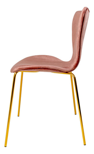 Juego Set 4 Sillas Terciopelo Comedor Tapizada Minimalista Estructura De La Silla Dorado Asiento Rosa