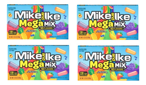 Pack 4 Mike And Ike Megamix 120g C/u Importado