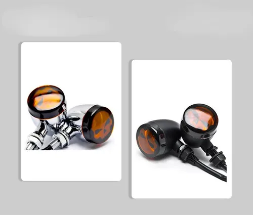 Luz Giro Calavera Metal Señal Giro Retro Motocicleta