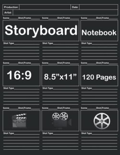 Libro: Storyboard Notebook: 16:9 Aspect Ratio, 8.5 X11 , Pro
