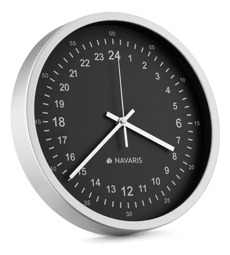 Navaris Reloj De Pared De 24 Horas, Reloj Analógico Militar