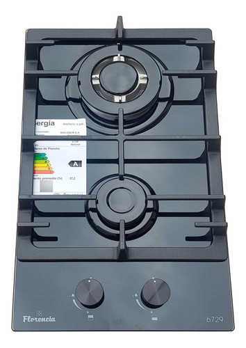 Anafe A Gas Vidrio Templado 31cm Florencia 6729 Negro