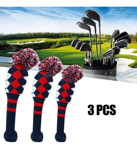 3pcs Pom-pom Head Covers Cuello Largo Golf Wood Pastilla