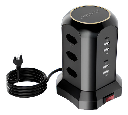 Extensão Tomada De Torre 9tomadas 4usb 2type-c Coibeu Preto
