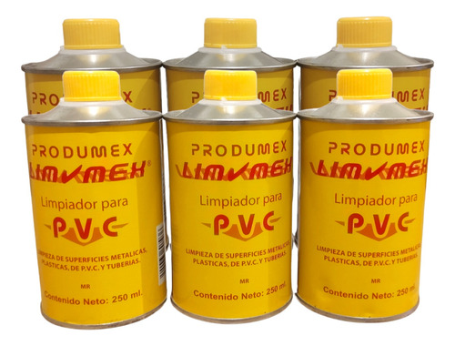 Limpiador De Pvc Y Tuberias Metal Limmex 250ml (6 Piezas)