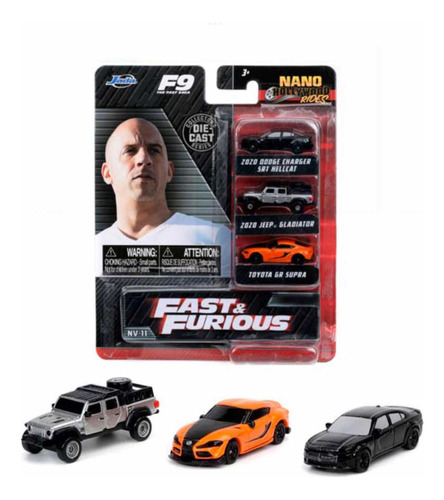 Jada F9 Pack X3 Nano Hollywood Rides Fast & Furious 1.65