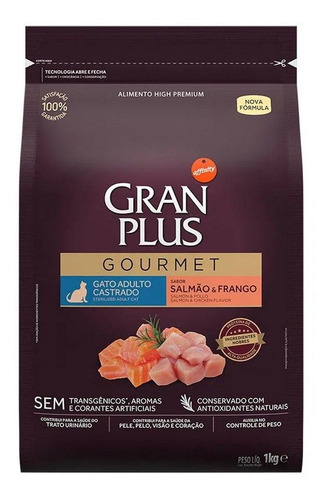 Ração Gourmet Gato Castrado Salmão & Frango 1kg Granplus