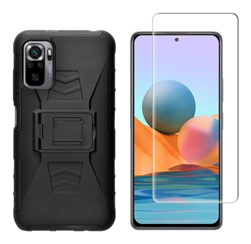 Mica + Funda De Uso Rudo + Clip Para Xiaomi Redmi Note 10s