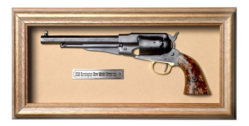 Quadro De Arma Resina Kg 1858 Remington New Model Army Cal. Cor Beje Cor da armação Dourado-escuro