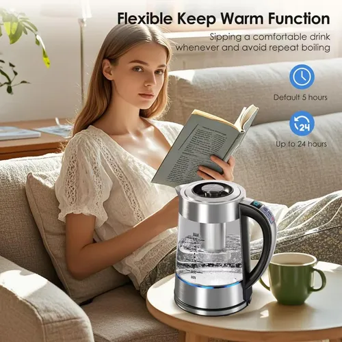 Hervidor Eléctrico De Vidrio Chefess Me-1518 1.8 L Con 12 Te