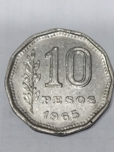 Moneda Argentina El Resero $ 10 Pesos 1965 (Usado)