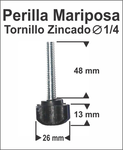 3 Perillas Mariposa Tornillo 1/4  X 48 Mm Rosca - Inyectada