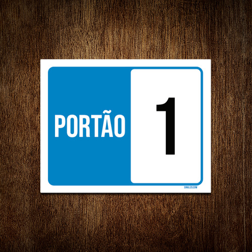 Placa Sinalização - Portão 1 Azul 18x23