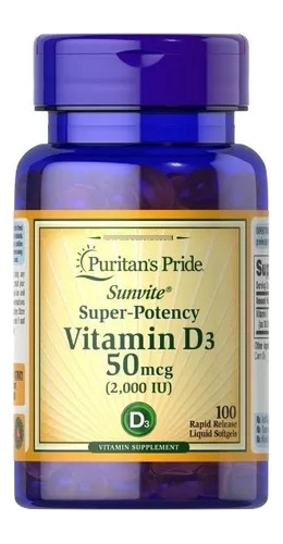 Vitamina D3 Puritans Pride 50 Mcg, 100 Cápsulas