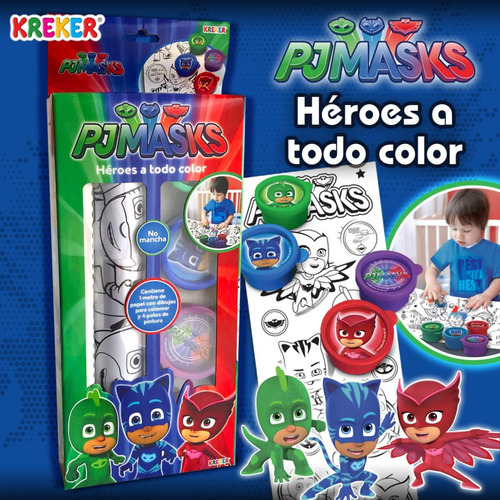 Pj Mask Set De Coloreo Con Pincel Y Pinturas Kreker