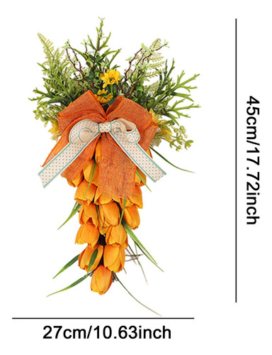 Corona De Zanahoria De Pascua Para Puerta Delantera, Corona