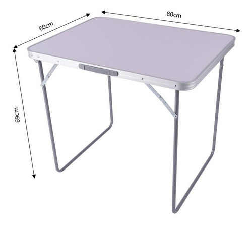 Mesa Plegable De Aluminio 0.80x0.60 (color Madera Claro)