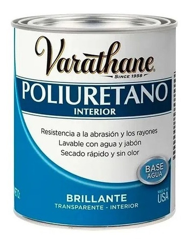Imagen 1 de 4 de Varathane Laca Transparente Brillante Para Madera 3.78 L