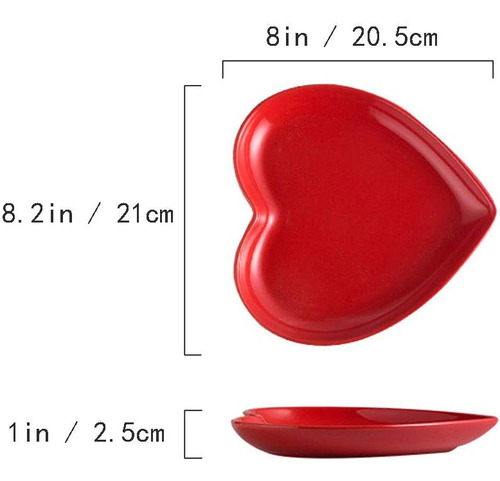 Juego Platos Cerámica 2 Pcs Ensalada Corazón 20.32 Cms
