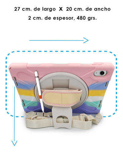 Teknet Funda Correa Para iPad 10 Gen 10.9 2022 Rudo Case Color Rosa Colores