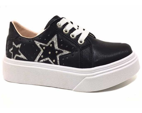 Calzados Mail Zapatilla Con Dos Estrellas Bajo Fondo Glitter