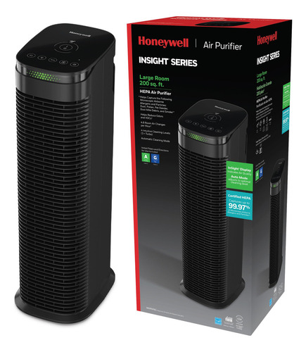 Purificador De Aire Hepa Con Indicador Calidad Aire Negro 18