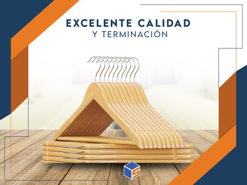 Pack De 120 Perchas Alta Calidad De Madera Lustrada Barniza
