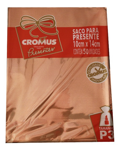 Imagem 1 de 1 de Sacos Para Presente Cromus 10x14 Metalizado Rose Com 50