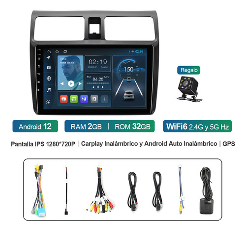Cc-j Estéreo Carplay 2+32gb Para Suzuki Swift 2003-2010 100