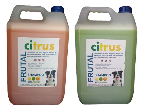 Shampoo Para Mascotas Citrus Frutal 2 Garrafas De 4lts