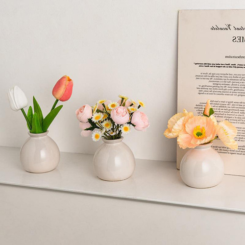 3 Mini Florero De Cerámica, Adorno De Escritorio, Pequeño