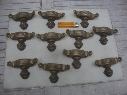 11 Antiguos Soportes Bronce P/ Alfombra De Escalera 10,5cm