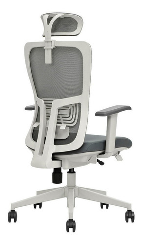 Cadeira de mesa ergonômica cinza Vigo 5K Grey Edition com estofamento em malha e poliuretano