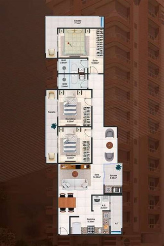 Imagem 8 de 14 de Apartamento - Venda - Guilhermina - Praia Grande - Scp117