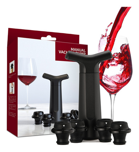 Tapón Para Vino Sellador Bomba De Vacío 4 Tapones Vinos Set