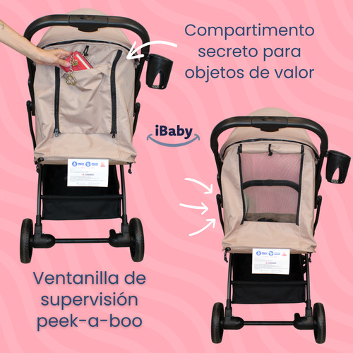 Carriola Ligera Auto Plegable Viajera Ibaby Xiao Ts - Caqui Caqui Negro